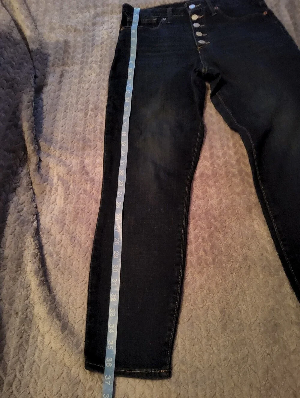 Lucky Brand High-Rise Button-Fly Skinny Jeans - Dark Blue Wash